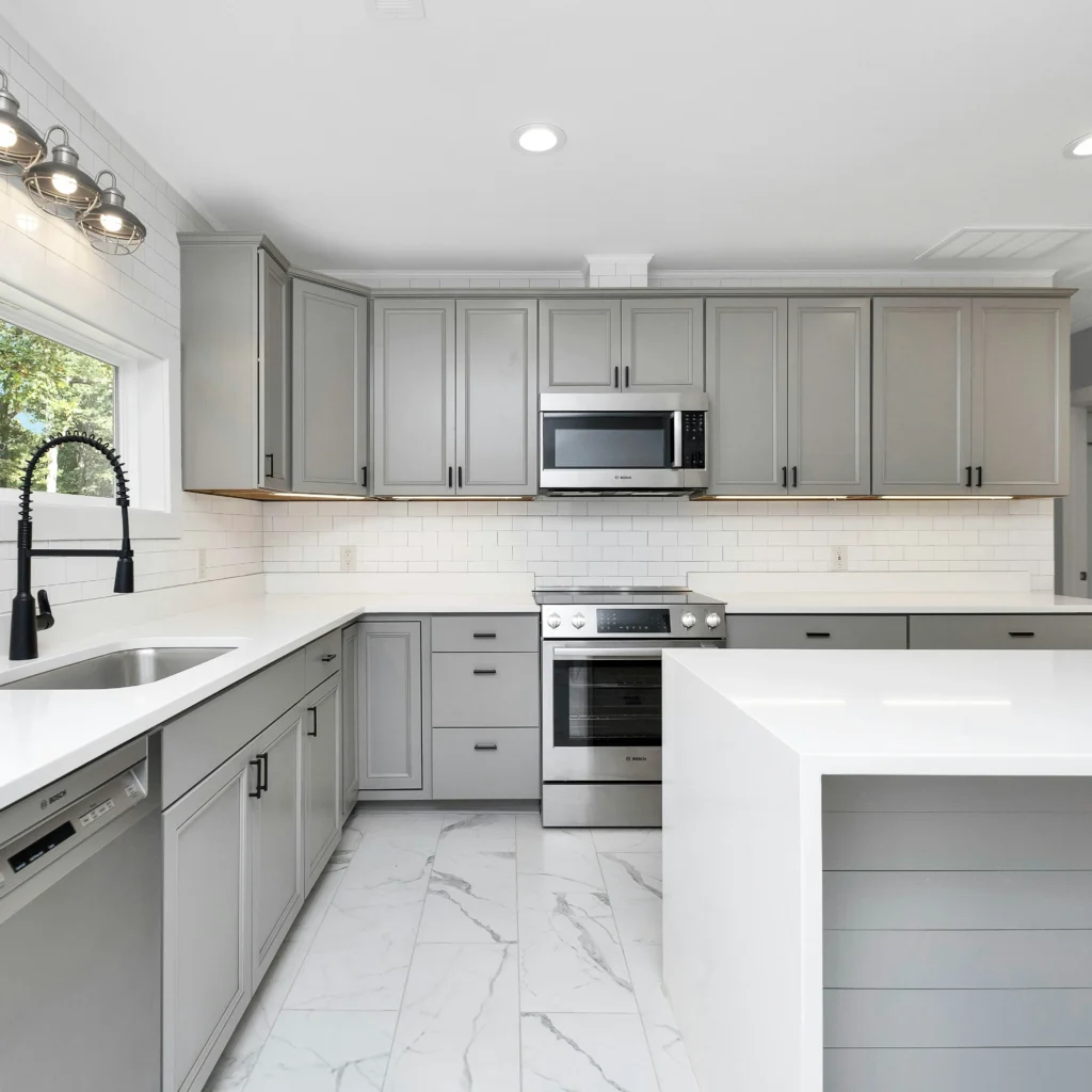 Professional cabinetry painting services done in a kitchen